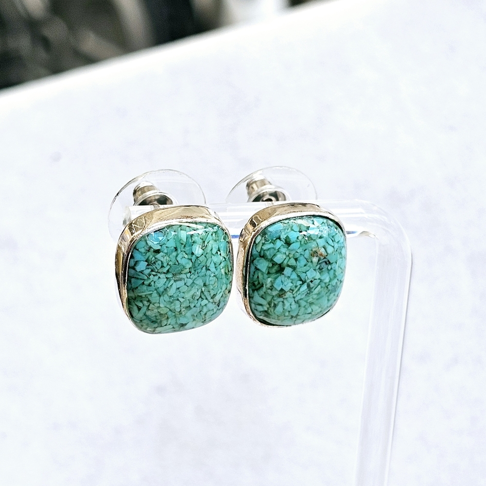 Silpada Crushed Turquoise 925 Earrings - Picture 1 of 12